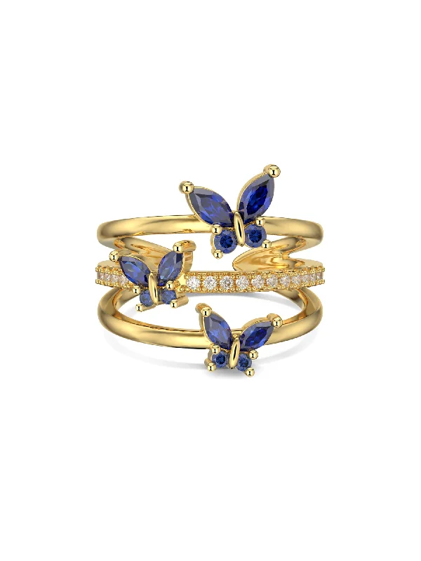 Fashion-Forward Jewelry At Incredible Prices 18k Gold Plated Butterfly Adjustable Triple Wrap Open Ring