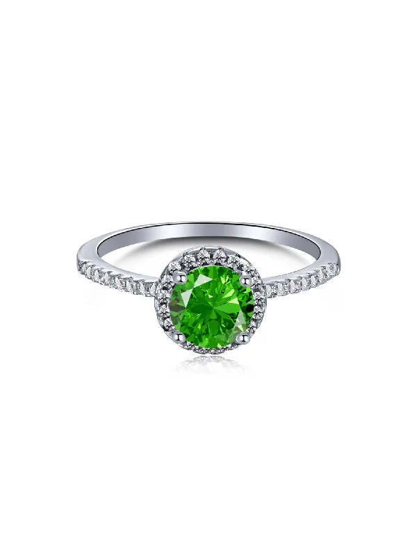 Grab Stylish Jewelry Before The Sale Ends 925 Sterling Silver Round Emerald Ring