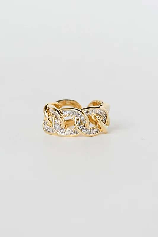 Seasonal Jewelry Deals – Elevate Your Style FINAL SALE - Ali Gold Rhinestone Chain Ring