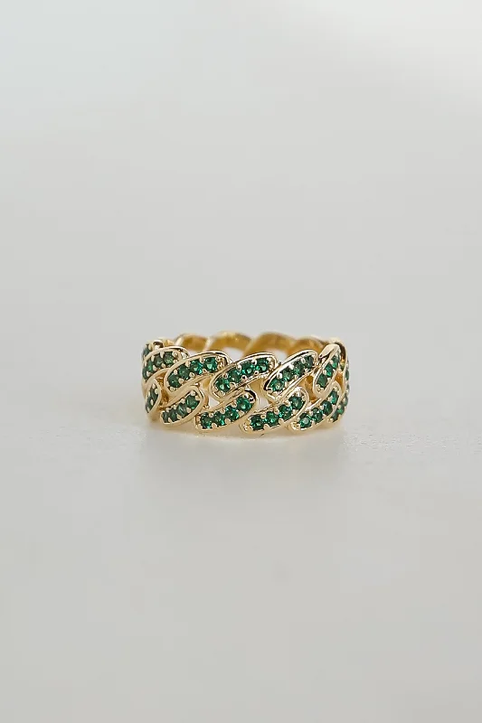 Luxury Jewelry At Unbeatable Discounts FINAL SALE - Amelia Green Rhinestone Chainlink Ring