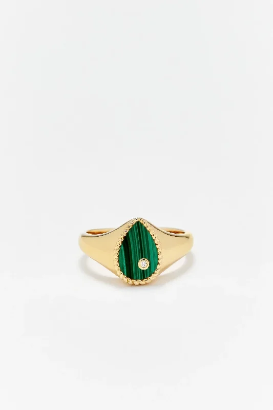 Special Offers On Handcrafted And Designer Jewelry Baby Chevalière Poire - Malachite Or Jaune Special Offers On Handcrafted And Designer Jewelry Baby Chevalière Poire - Malachite Or Jaune