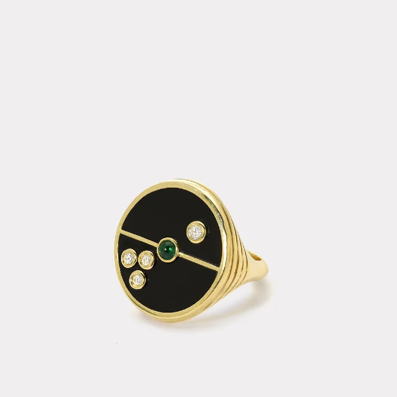 Unique Jewelry For Less – Shop The Sale Now Compass Ring with Black Onyx and Emerald