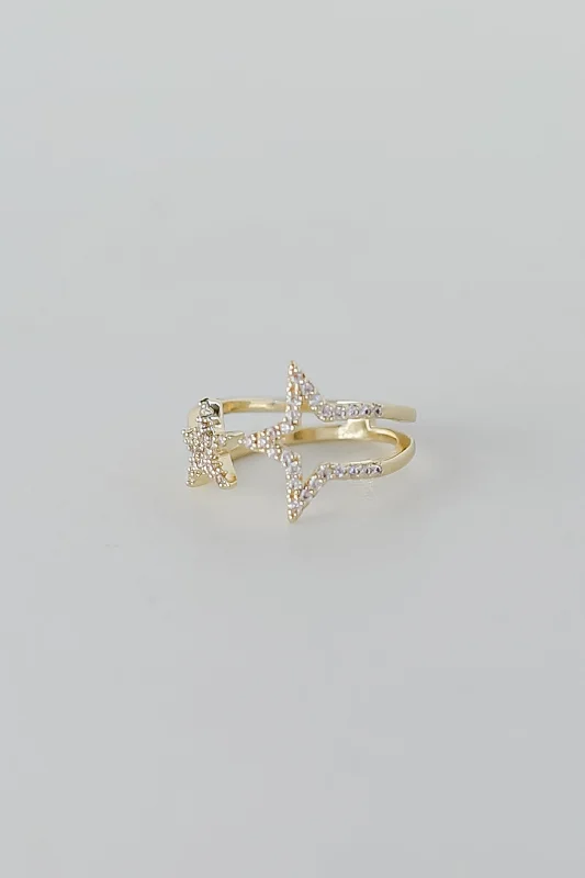 Limited-Time Offer On Elegant Jewelry Pieces FINAL SALE - Diana Gold Rhinestone Star Ring