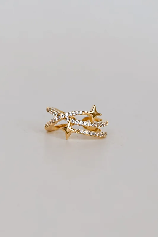 Flash Sale On Exquisite Jewelry – Don't Miss Out FINAL SALE - Eliza Gold Rhinestone Star Triple Ring