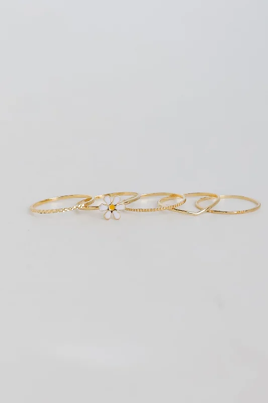 Eco-Friendly Sustainable Jewelry For Conscious Buyers Hannah Gold Flower Ring Set