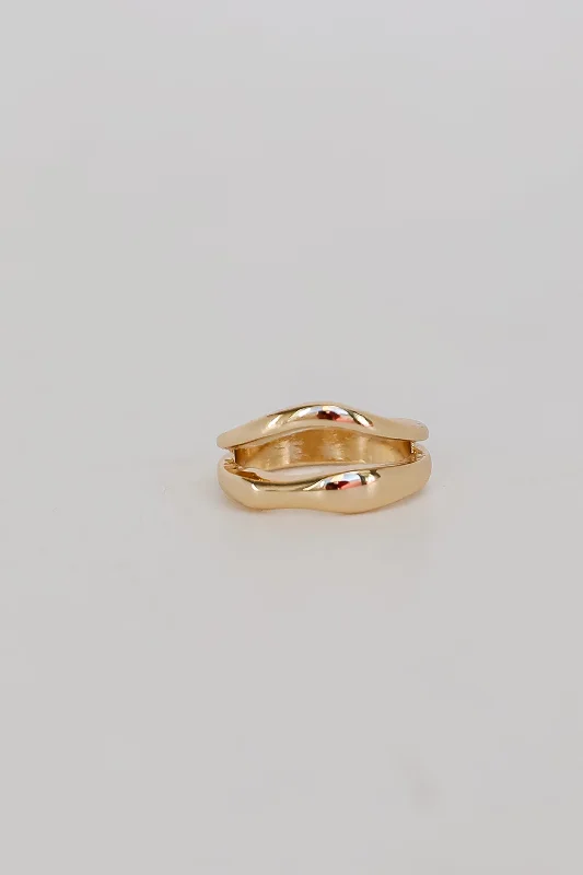 Waterproof Stainless Steel Jewelry For Lasting Beauty FINAL SALE - Hazel Gold Double Ring Waterproof Stainless Steel Jewelry For Lasting Beauty FINAL SALE - Hazel Gold Double Ring