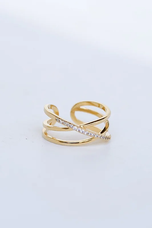 Limited-Stock Jewelry Sale – Once It's Gone, It's Gone Helen Gold Rhinestone Triple Ring