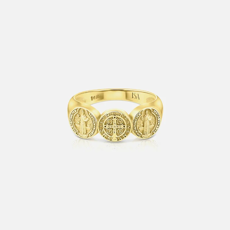 Glamorous Jewelry, Glamorous Deals – Shop Now Isa Grutman Saint Benedict Coin Ring - Yellow Gold