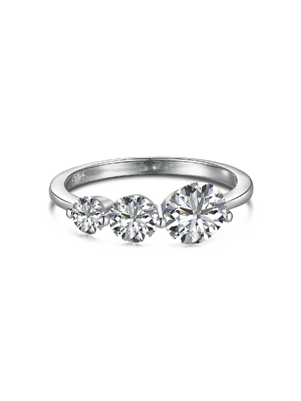 Exclusive Jewelry Sale Event – Shop Now Round-Cut Three Sparkle Zircon Ring in s925