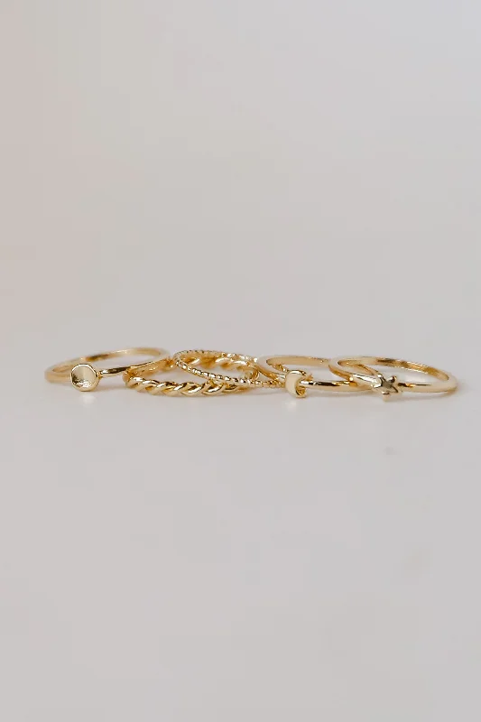 Limited-Stock Jewelry Clearance – Grab Your Favorites Now FINAL SALE - Rylee Gold Star + Moon Ring Set