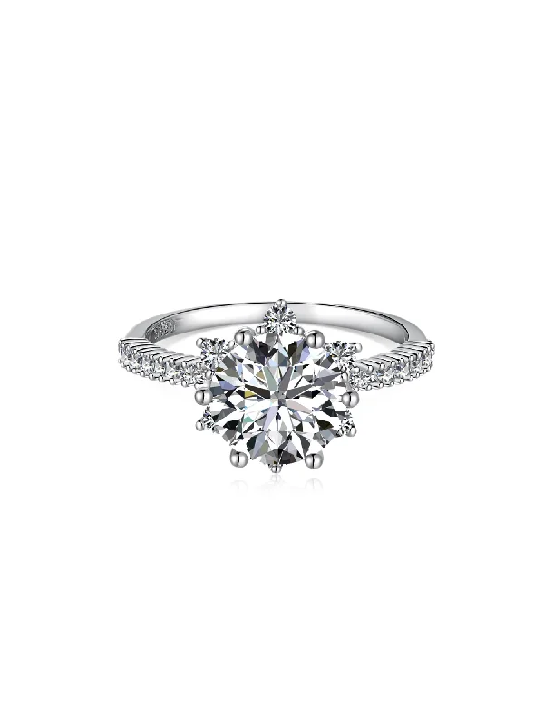 High-End Jewelry, Now More Affordable Than Ever S925 Round-Cut Shiny Star Engagement Ring