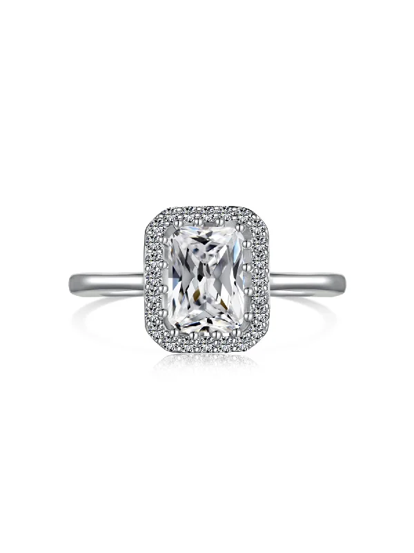 Elegant Jewelry, Affordable Luxury – Shop Now Shiny Rectangle Zircon Engagement Ring in 925 Sterling Silver