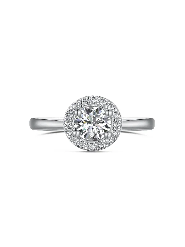 Shop Jewelry That Shines Without The High Price Simple Round sparkling Engagement Ring in 925 Sterling Silver
