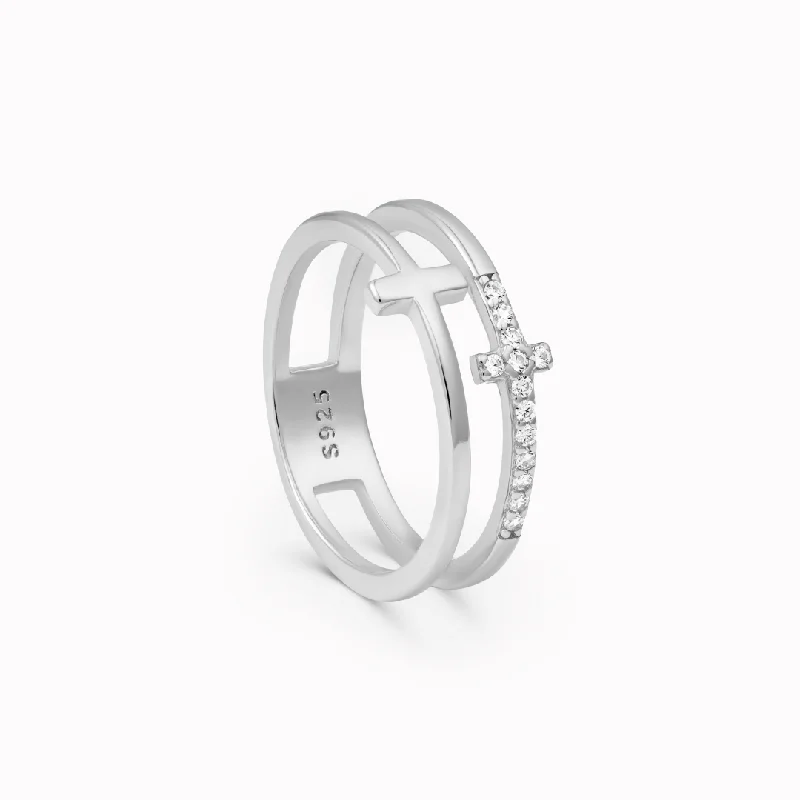 Limited Stock On Premium Jewelry At Low Prices To My Daughter "Pray Through It" Twin Band Cross Ring Limited Stock On Premium Jewelry At Low Prices To My Daughter "Pray Through It" Twin Band Cross Ring