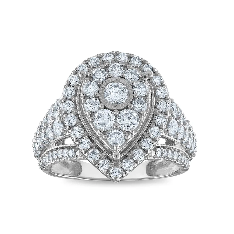 Elevate Your Jewelry Collection With Limited-Time Savings 2 CTW Diamond Halo Engagement Pear Shape Ring in 10KT White Gold Elevate Your Jewelry Collection With Limited-Time Savings 2 CTW Diamond Halo Engagement Pear Shape Ring in 10KT White Gold