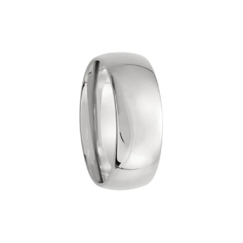 7mm Light Domed Comfort Fit Wedding Band in 10k White Gold