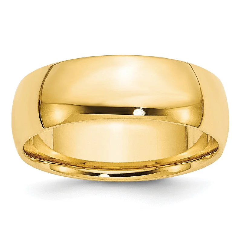 7mm or 8mm 10K Yellow Gold Lightweight Domed Comfort Fit Band