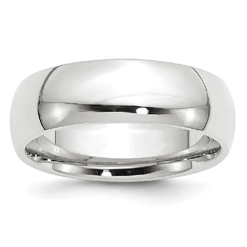 7mm or 8mm 14K White Gold Domed Comfort Fit Band