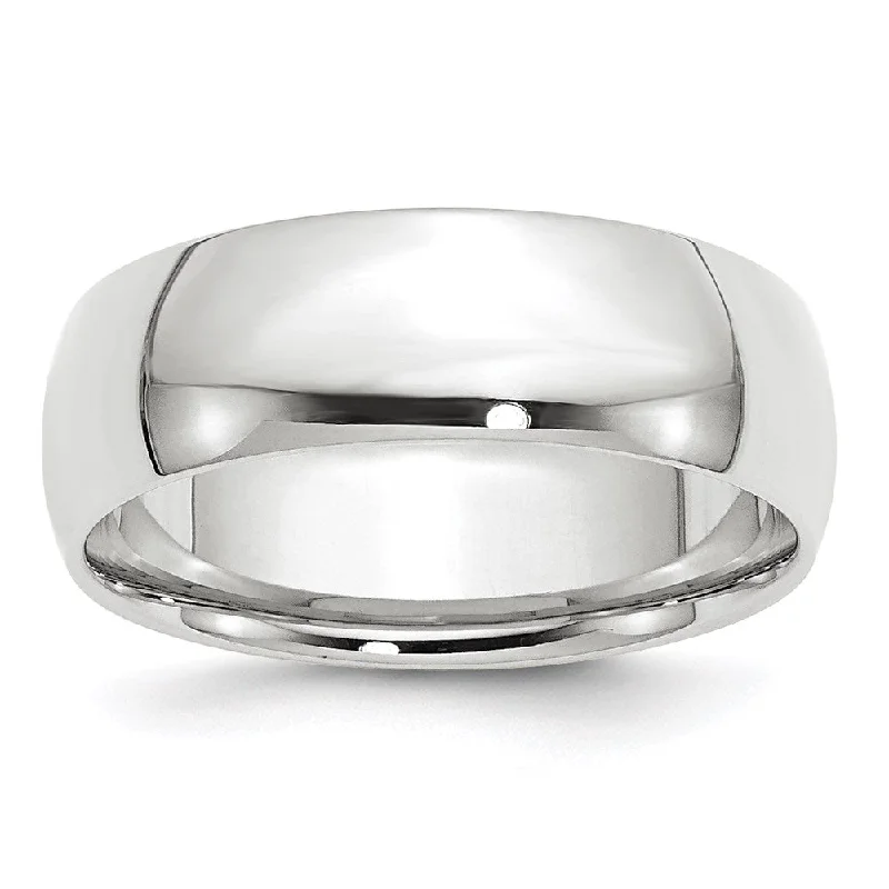 7mm or 8mm 14K White Gold Lightweight Domed Comfort Fit Band