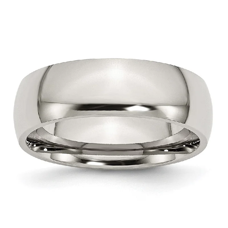 7mm Stainless Steel Polished Domed Comfort Fit Band