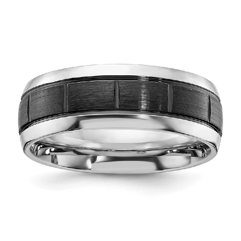 Get The Best Deals On Timeless Jewelry Pieces 8mm Cobalt Black Plated Brushed Grooved Center Standard Fit Band Get The Best Deals On Timeless Jewelry Pieces 8mm Cobalt Black Plated Brushed Grooved Center Standard Fit Band