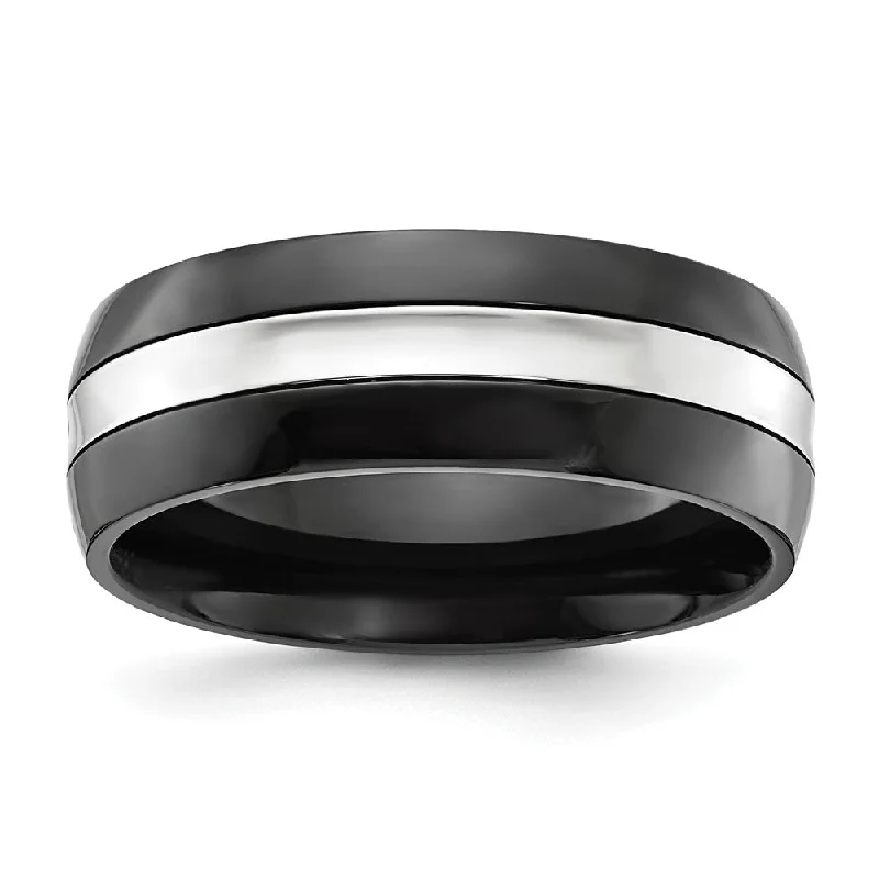 Luxury Jewelry Now At Special Promotional Rates 8mm Cobalt Black Plated & Polished Half Round Standard Fit Band Luxury Jewelry Now At Special Promotional Rates 8mm Cobalt Black Plated & Polished Half Round Standard Fit Band