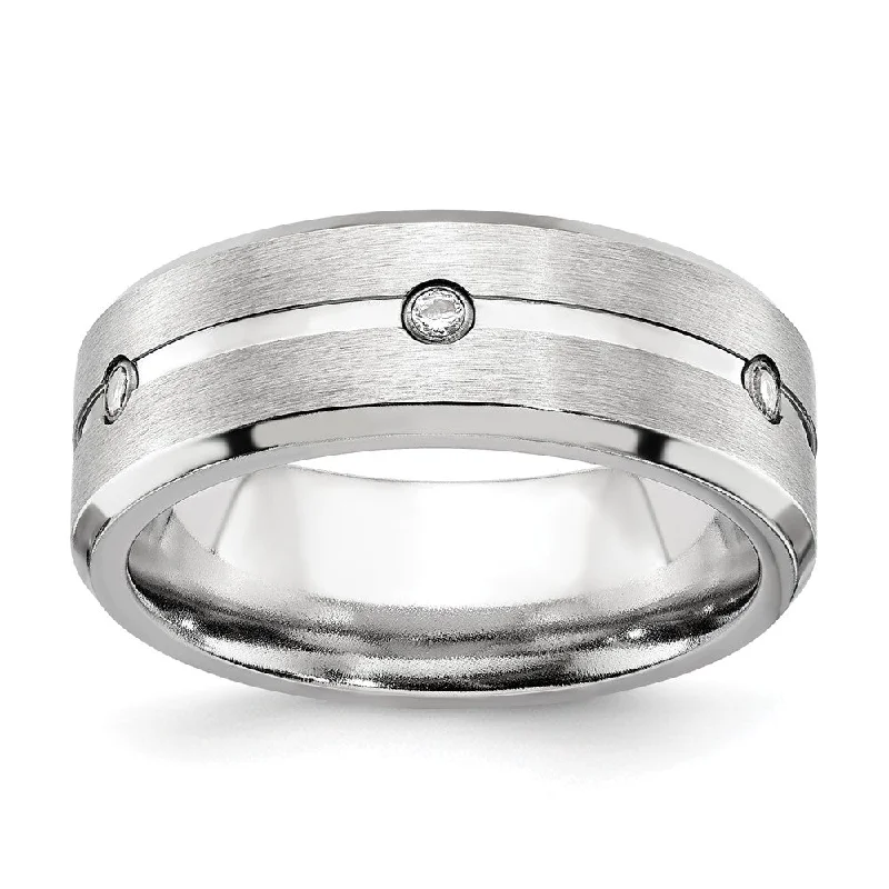 Adjustable Charm Bracelets For A Perfect Fit 8mm Cobalt & CZ Grooved & Beveled Edge Standard Fit Band