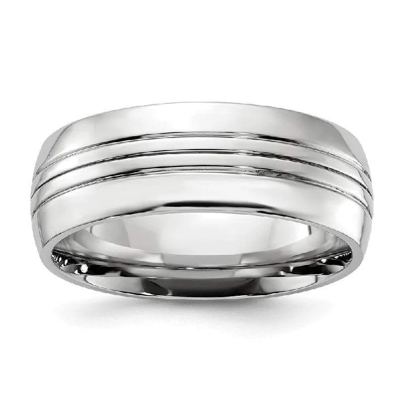 Flash Sale On Exquisite Jewelry – Don't Miss Out 8mm Cobalt Polished Grooved Domed Standard Fit Band