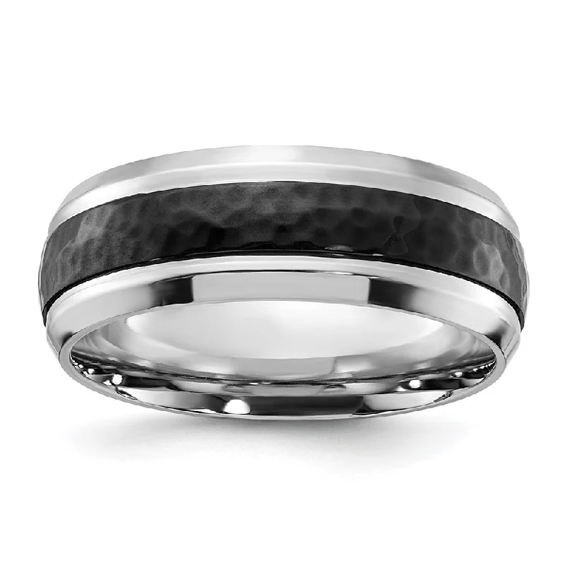 Limited Stock On Premium Jewelry At Low Prices 8mm Cobalt Polished & Hammered Black Plated Standard Fit Band