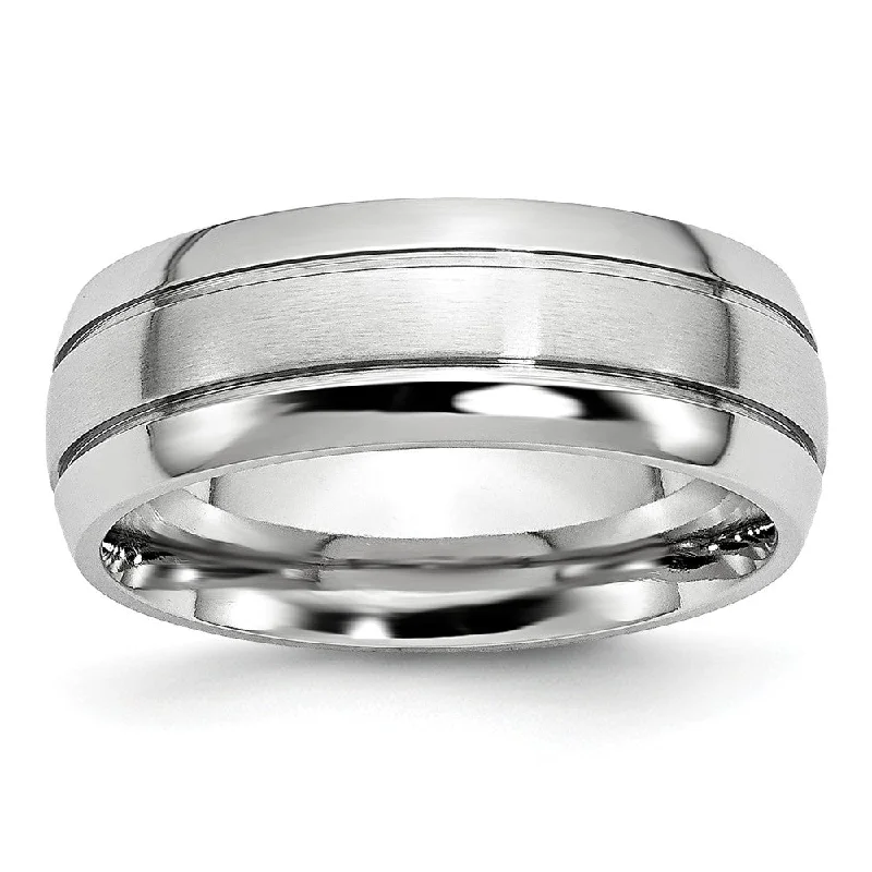 Seasonal Jewelry Sale – Upgrade Your Collection 8mm Cobalt Polished & Satin Double Grooved Comfort Fit Band