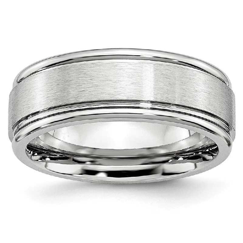 Exclusive Jewelry Bundles At Discounted Prices 8mm Cobalt Satin Finish Ridged Edge Comfort Fit Band