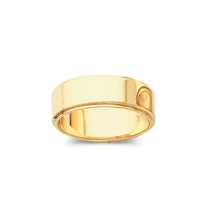 Holiday Jewelry Sale – Perfect Gifts At The Best Prices 8mm Flat Ridged Edge Wedding Band in 10k Yellow Gold