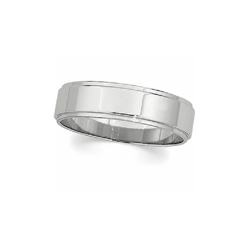 Exclusive Jewelry Bundles At Discounted Rates 8mm Flat Ridged Edge Wedding Band in 14k White Gold