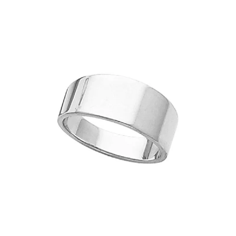 Premium Jewelry At Special Low Prices For A Limited Time 8mm Flat Tapered Wedding Band in 14k White Gold