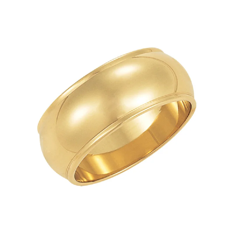 Personalized Jewelry Sale – Unique Pieces At Great Prices 8mm Half Round Ridged Edge Band in 14k Yellow Gold