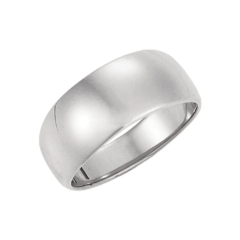 Affordable Glamour – Premium Jewelry At Special Prices 8mm Half Round Tapered Wedding Band in 14k White Gold