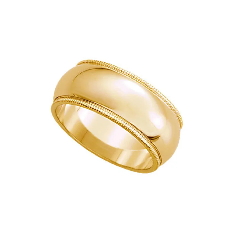 Premium Jewelry Now Available At Special Discounts 8mm Milgrain Edge Domed Band in 14k Yellow Gold