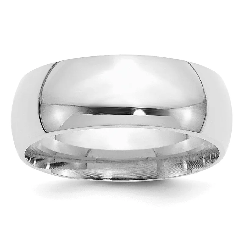 Affordable Luxury Jewelry For Every Occasion 8mm Rhodium Plated Sterling Silver Domed Comfort Fit Band