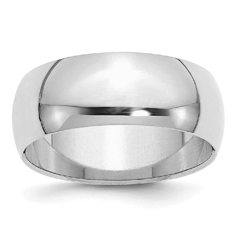 Personalized Jewelry Sale – Meaningful Gifts At Great Prices 8mm Rhodium Plated Sterling Silver Half Round Standard Fit Band
