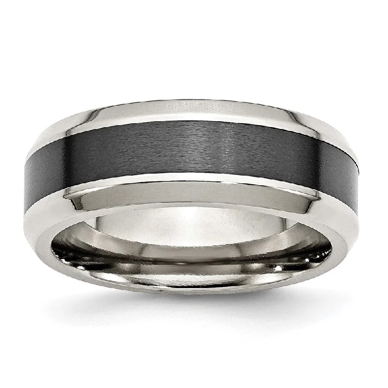 Fashion-Forward Jewelry At Incredible Prices 8mm Stainless Steel & Black Ceramic Center Beveled Standard Fit Band
