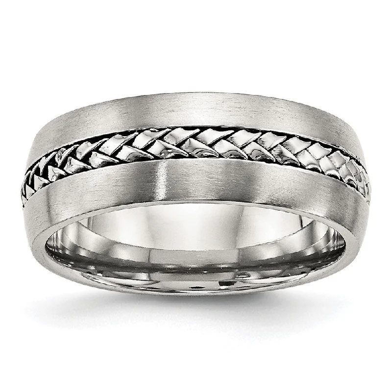 Exclusive Jewelry Sale – Shine For Less 8mm Stainless Steel Braided Center Domed Standard Fit Band