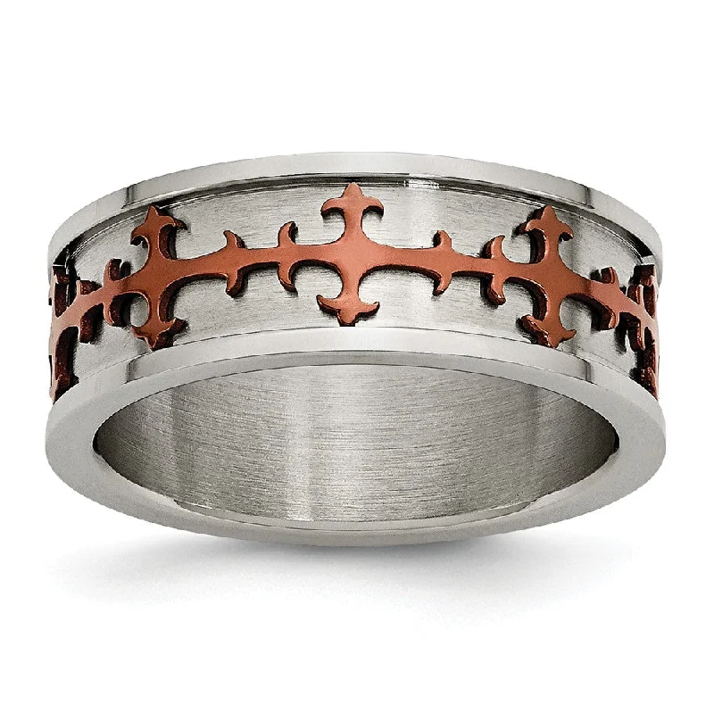 Shop Dazzling Jewelry At The Best Prices 8mm Stainless Steel Cognac Plated Cross Band