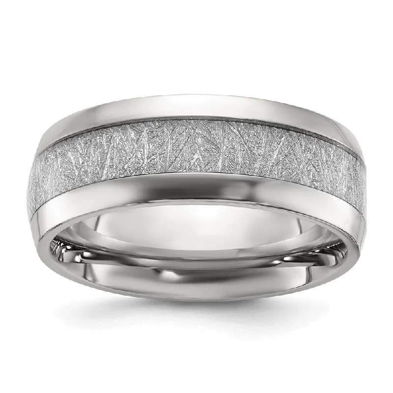 Huge Savings On Timeless Jewelry Collections 8mm Stainless Steel Glitter Paper Inlay & Enamel Domed Band
