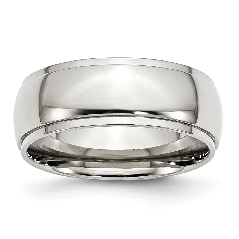 Seasonal Jewelry Deals – Elevate Your Style 8mm Stainless Steel Polished Domed Ridged Edge Comfort Fit Band
