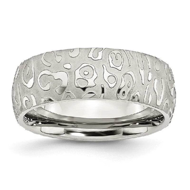 Trending Jewelry Styles Now At Limited-Time Discounts 8mm Stainless Steel Satin & Polished Textured Comfort Fit Band