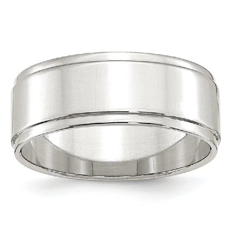 Affordable Luxury Jewelry For Every Occasion 8mm Sterling Silver Light Flat Ridge Edge Standard Fit Band