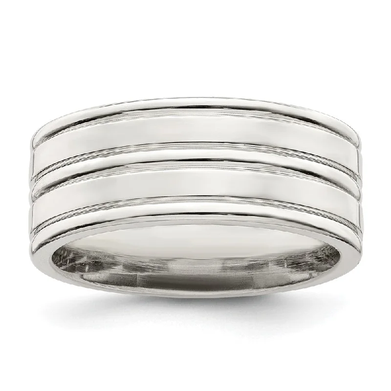Shop Stylish Jewelry Now And Save Big 8mm Sterling Silver Polished Multi Groove Standard Fit Band