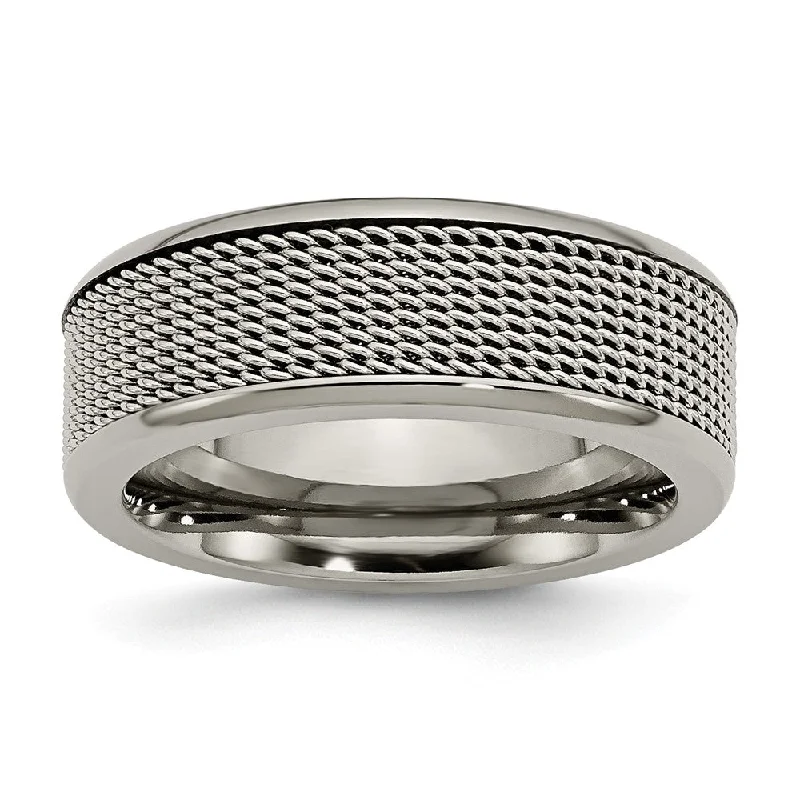Elegant Designs, Unbeatable Discounts – Shop Jewelry Now 8mm Titanium and Stainless Steel Polished Mesh Band Elegant Designs, Unbeatable Discounts – Shop Jewelry Now 8mm Titanium and Stainless Steel Polished Mesh Band