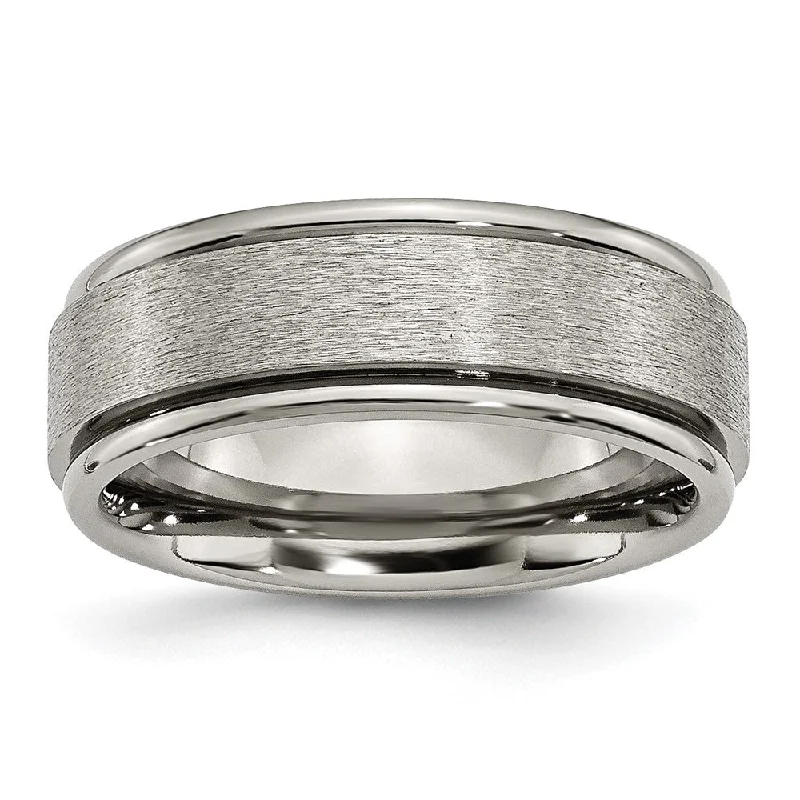 Sparkle More For Less – Jewelry Sale Happening Now 8mm Titanium Brushed Center Grooved Edge Comfort Fit Band Sparkle More For Less – Jewelry Sale Happening Now 8mm Titanium Brushed Center Grooved Edge Comfort Fit Band