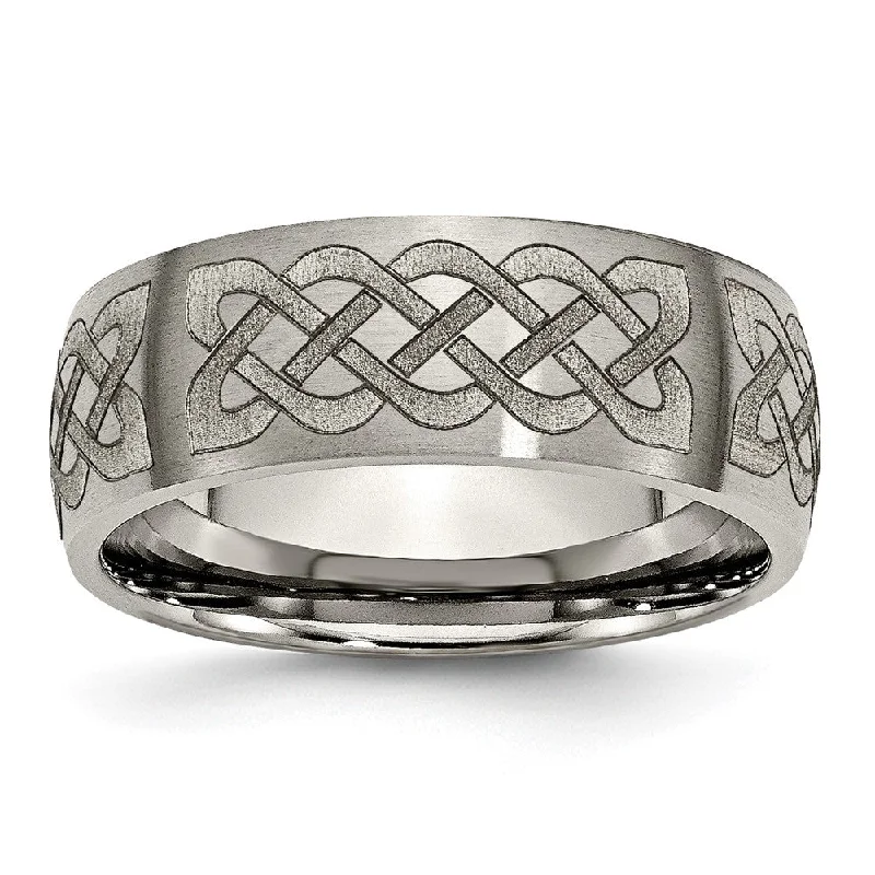 Grab Stylish Jewelry Before The Sale Ends 8mm Titanium Celtic Etched & Brushed Domed Standard Fit Band Grab Stylish Jewelry Before The Sale Ends 8mm Titanium Celtic Etched & Brushed Domed Standard Fit Band
